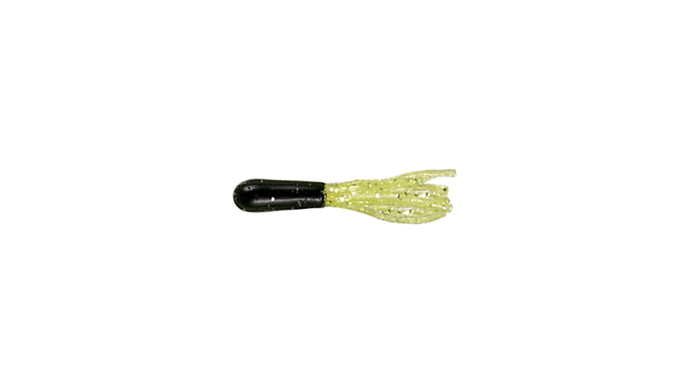 Mizmo Specs Crappie Tube, 1 1/2in, Black/Chartreuse Silver Glitter, 15/Pack, 11027