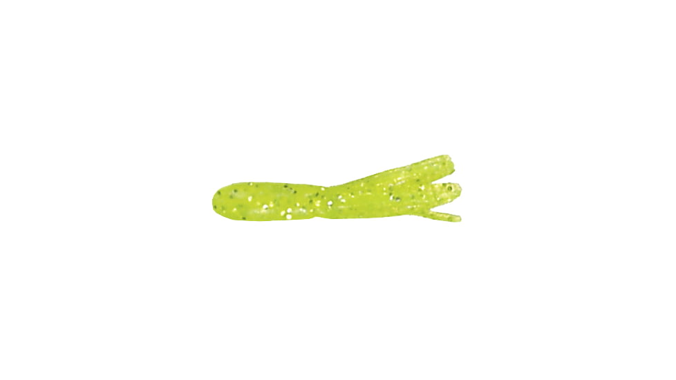 Mizmo Specs Crappie Tube, 1 1/2in, Chartreuse/Silver Glitter 15/Pack, 11025