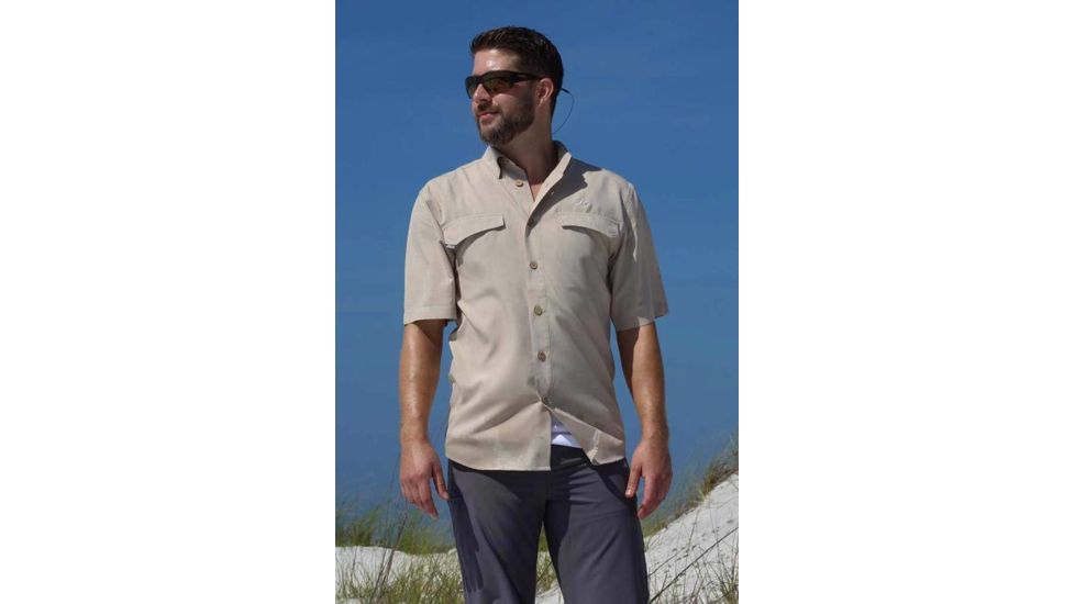 Mojo Sportswear Company Coastal Linen Shirt Short Sleeve - Mens, Dune, 4XL, Dune - XXXXL - CSTL SHT SS