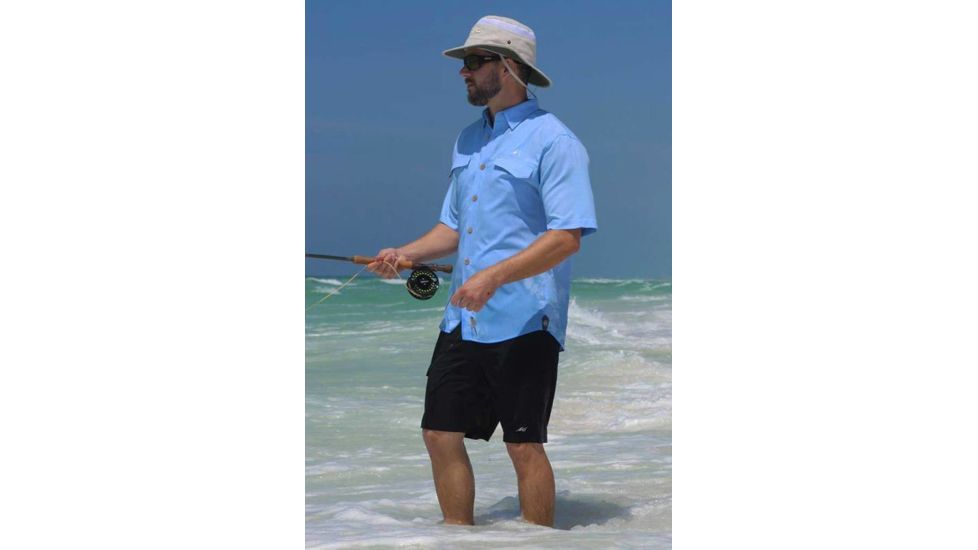 Mojo Sportswear Company Coastal Linen Shirt Short Sleeve - Mens, Heron Blue, Medium, HRNBL - M - CSTL SHT SS