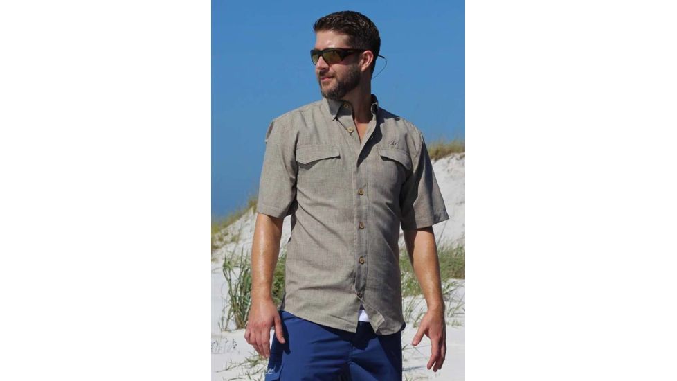Mojo Sportswear Company Coastal Linen Shirt Short Sleeve - Mens, Oyster, 4XL, Oyster - XXXXL - CSTL SHT SS