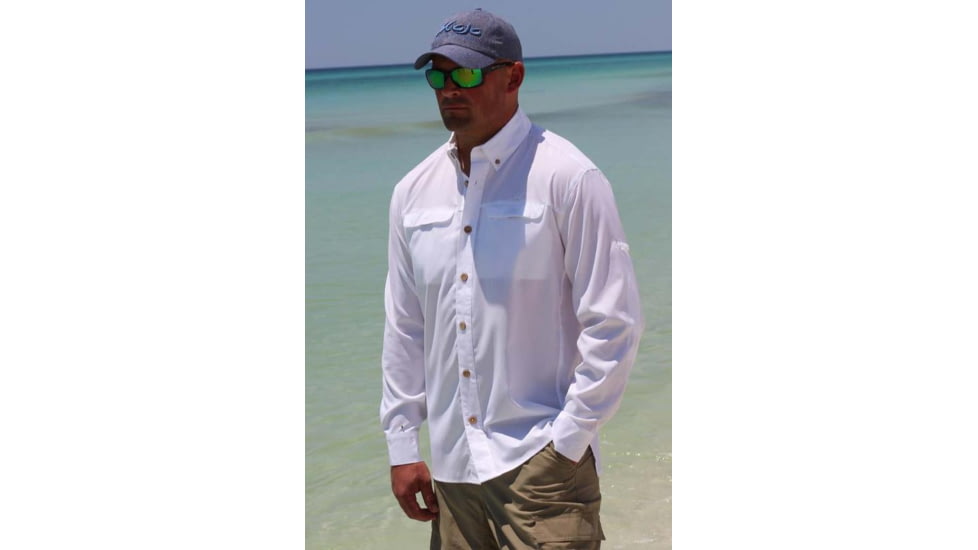 Mojo Sportswear Company Mr. Big Performance Vented Shirt Long Sleeve - Mens, White Caps, 2XL, WHTCP - XXL - MBPRFVS