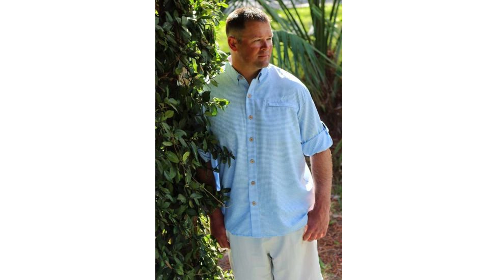 Mojo Sportswear Company Mr. Big Sport Check Performance Shirt Long Sleeve - Mens, Heron Blue, Medium, HRNBL - M - MBSCPRFSHTLS