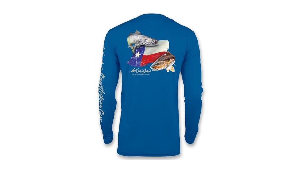 Mojo Sportswear Company Wireman X Redfish/Trout TX Flag - Mens, Mojo Blue, Extra Large, MJBL - XL - MJWRMNXRTTXF
