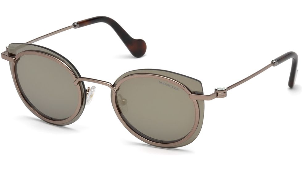 Moncler ML0017 Sunglasses - Shiny Dark Bronze Frame Color, Roviex Mirror Lens Color