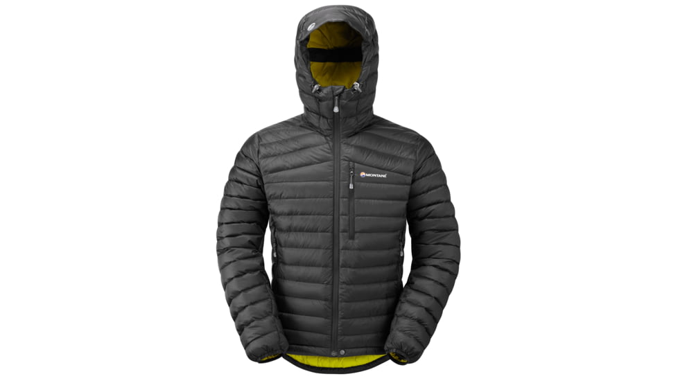 Montane Featherlite Down Jacket - Men's, Black/Kiwi, Small, MNT0051-BLACK-KIWI-SMALL