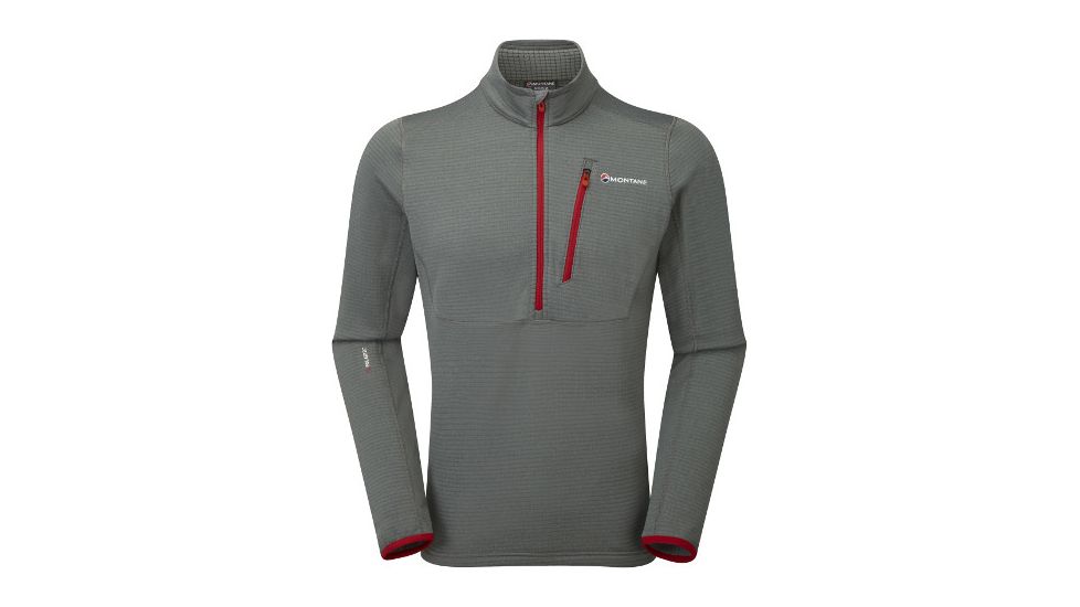 Montane Power Up Pull-On - Men's-Stratus Grey/Alpine Red-Small