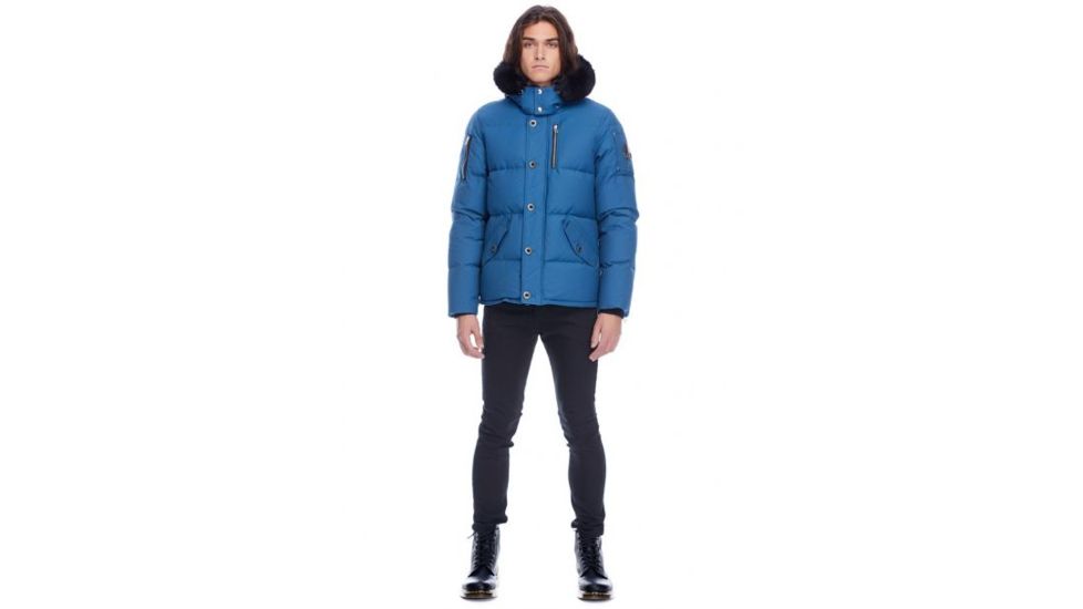 Moose Knuckles 3Q Jacket Mens, Chambray Blue / Black Fur, L, MK2228M3Q-525-L