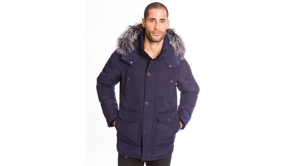 Moose Knuckles Algonquin Jacket - Men's-Midnight Navy/Silver Fox Fur-Medium