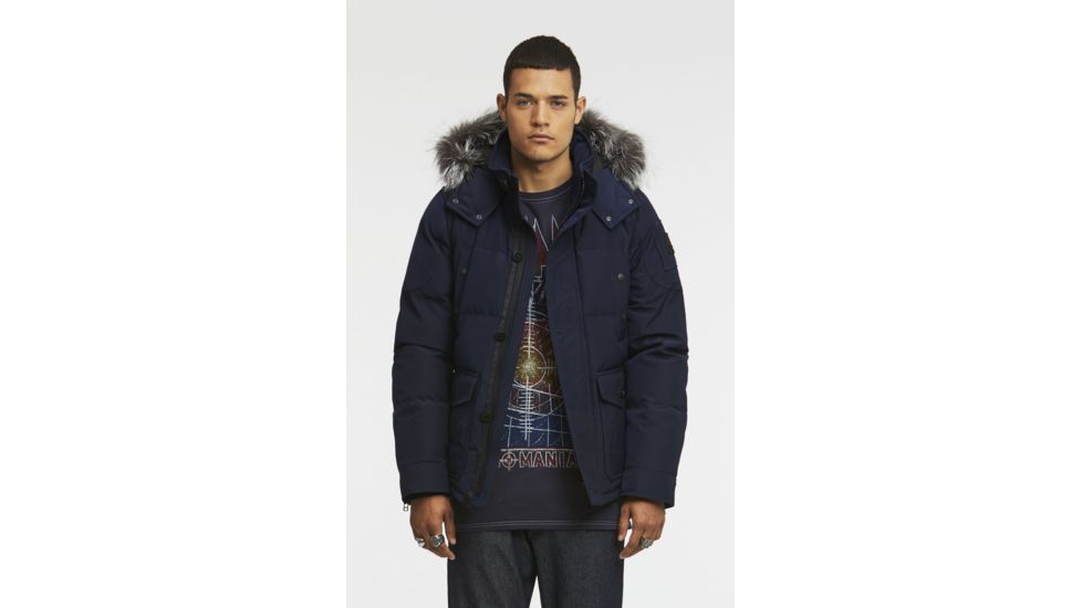 Moose Knuckles Algonquin Mens Jacket, True Navy W Slv Fox Fur, L MK4600MMWJ-414-L