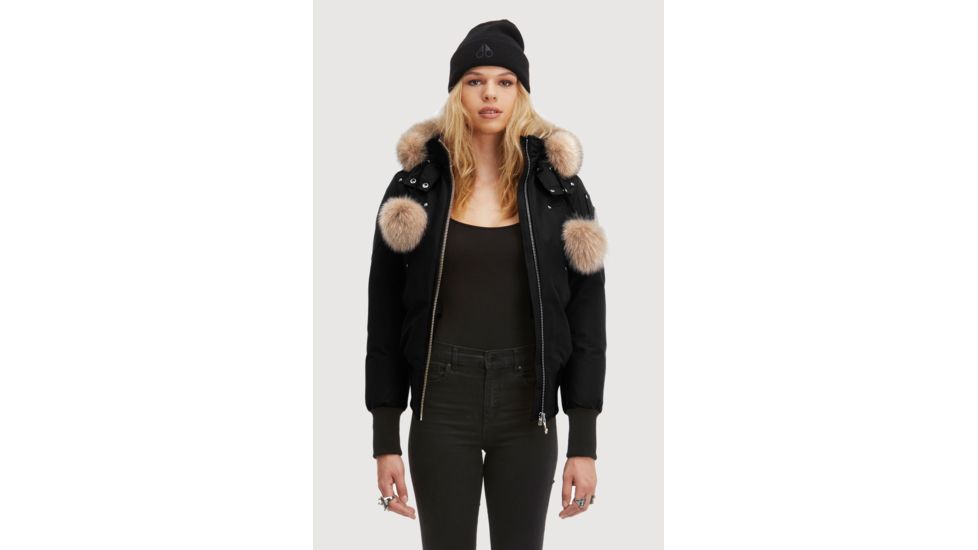 Moose Knuckles Debbie Bomber Jacket - Women's, Black/Sly Fox, Large, MK2002LB-297-L