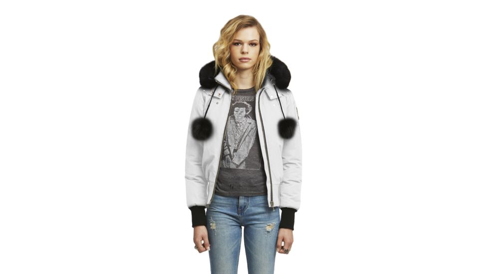 Moose Knuckles Debbie Bomber Jacket - Women's, Snow White/Black Fur, Large, MK2002LB-151-L