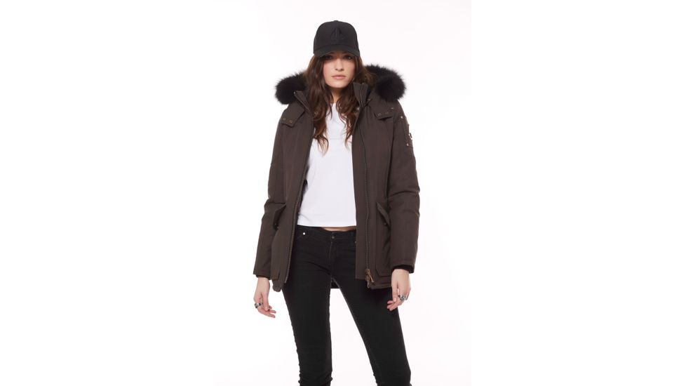 Moose Knuckles Debbie Bomber Jacket - Women's, Driftwood/Black Fox, Small, MK2002-LB-647-S