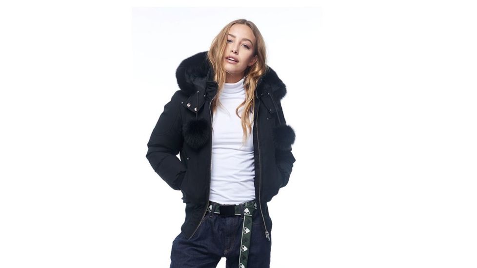 Moose Knuckles Debbie Bomber Jacket - Women's, Black/Black Fox, Small, MK2002-LB-291-S