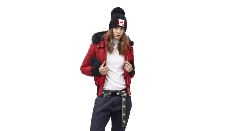 Moose Knuckles Debbie Bomber Jacket - Women's, Redwood/Black Fox, Medium, MK2002-LB-382-M