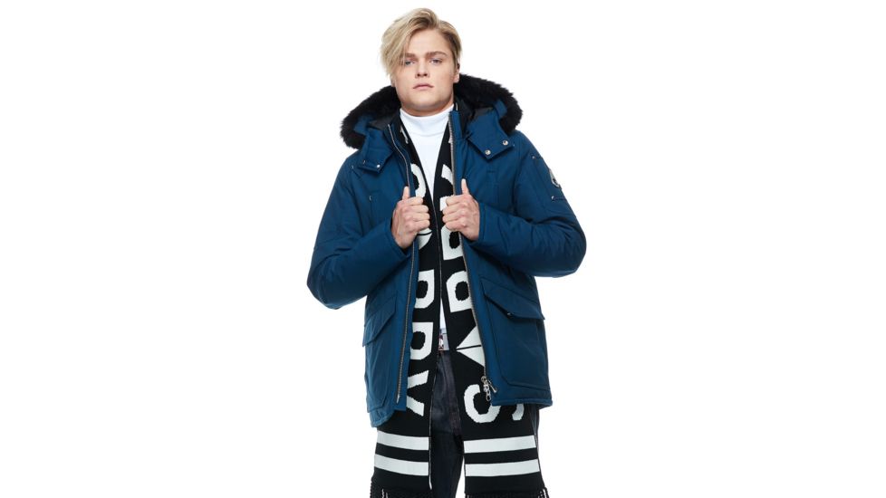 Moose Knuckles Pearson Down Jacket - Mens, Jasper Blue/Black Fox, Large, MK8507-MJ-455-L