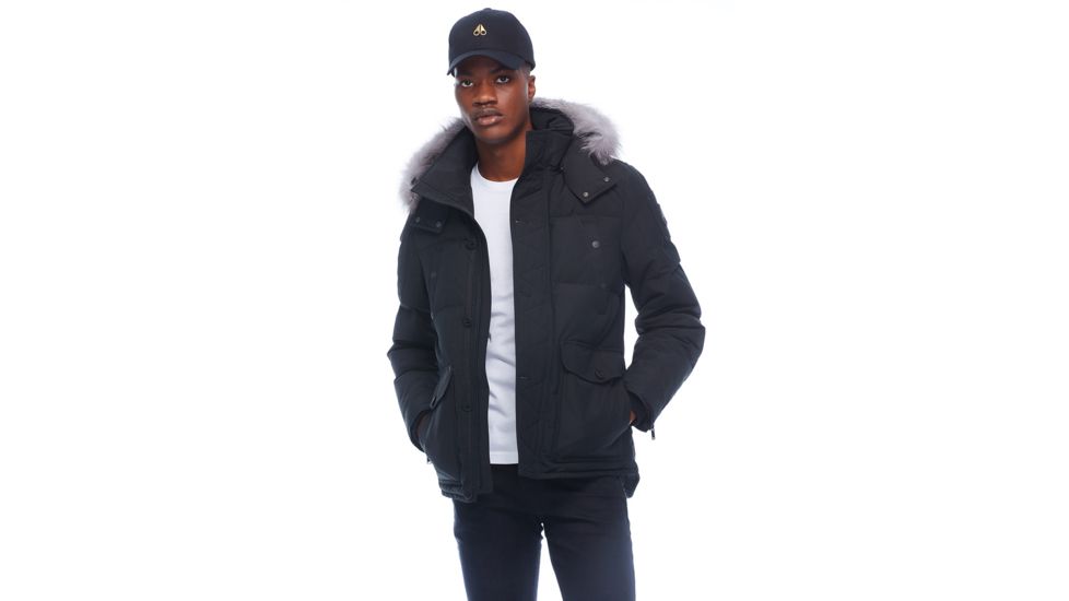 Moose Knuckles Round Island Jacket, Black / Frost Fur, XL, M39MJ122-310-XL