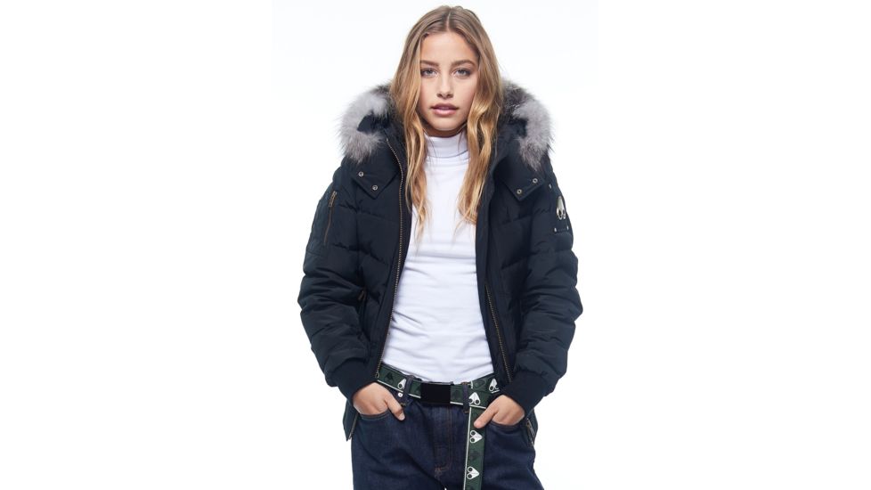 Moose Knuckles Seaforth Bomber - Womens, Black/Frost Fox Natural, Large, MK8545-LMWB-310-L