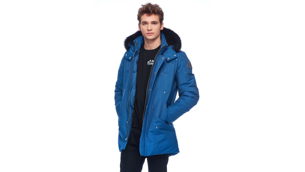 Moose Knuckles Stirling Parka Men's, Chambray Blue / Black Fur, L, MK4661MP-525-L