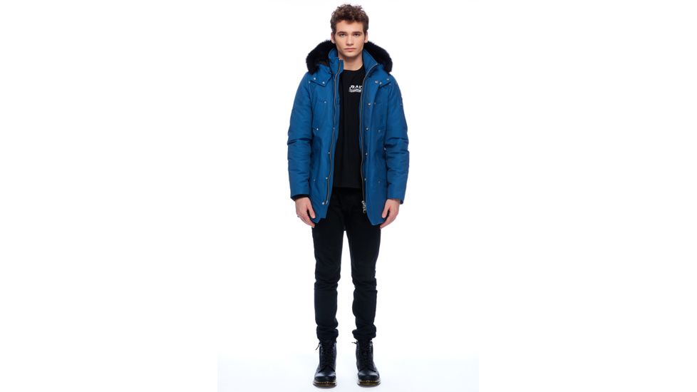 Moose Knuckles Stirling Parka Men's, Chambray Blue / Black Fur, L, MK4661MP-525-L