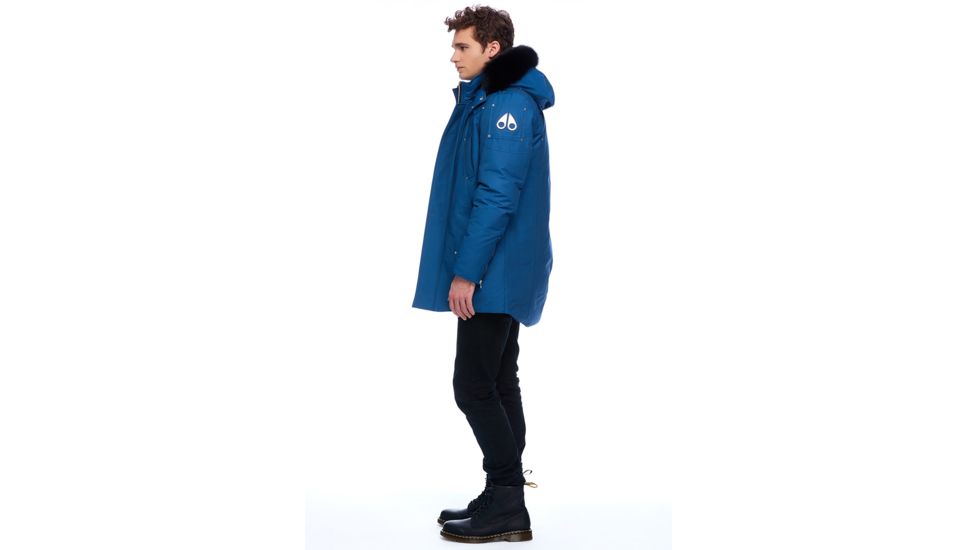 Moose Knuckles Stirling Parka Men's, Chambray Blue / Black Fur, L, MK4661MP-525-L