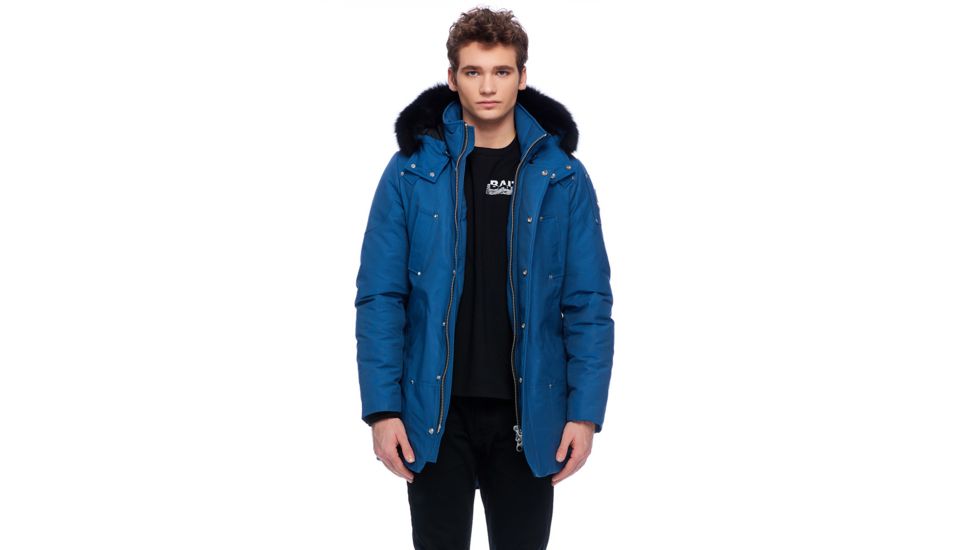 Moose Knuckles Stirling Parka Men's, Chambray Blue / Black Fur, M, MK4661MP-525-M