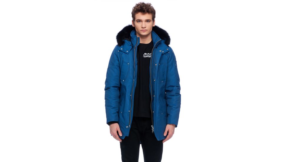 Moose Knuckles Stirling Parka Men's, Chambray Blue / Black Fur, S, MK4661MP-525-S