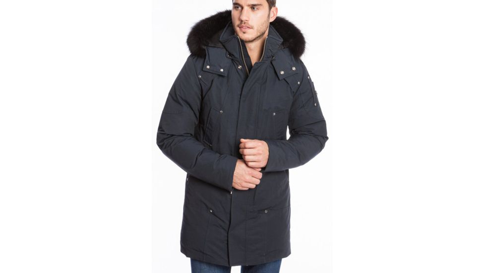 Moose Knuckles Stirling Parka - Mens-Navy/Black Fur-X-Small