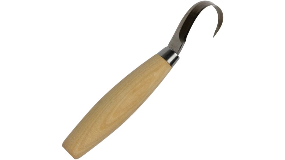 Mora Wood Carving 164 Hook Fixed Blade Knife, SS Hook Plain Blade, Hardwood handle FT18309