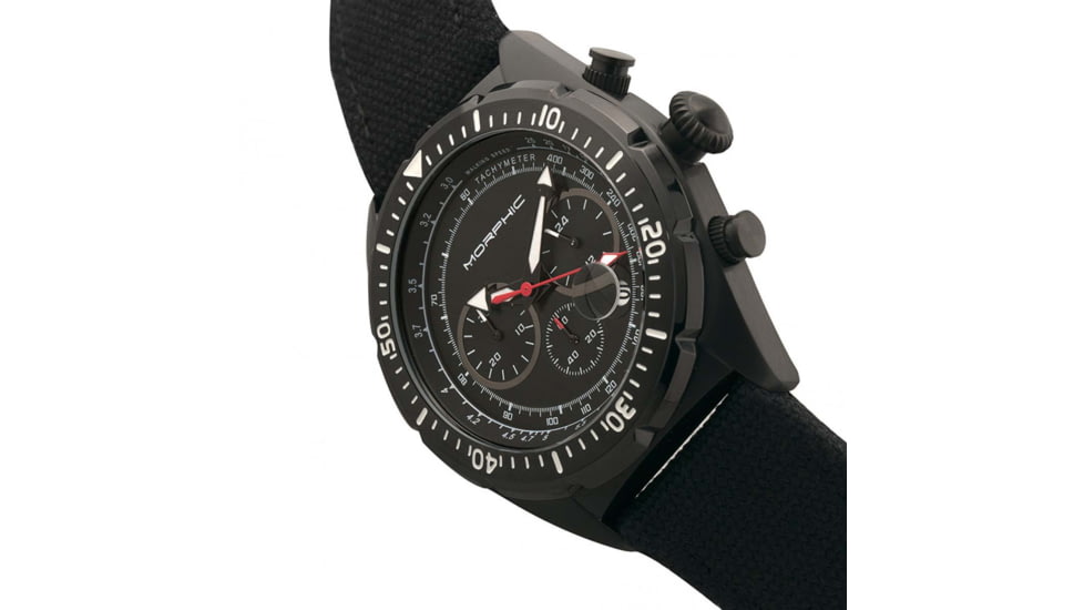 Morphic M53 Series Chronograph Fiber-Weaved Leather-Band Watch w/Date, Black, One Size, MPH5305