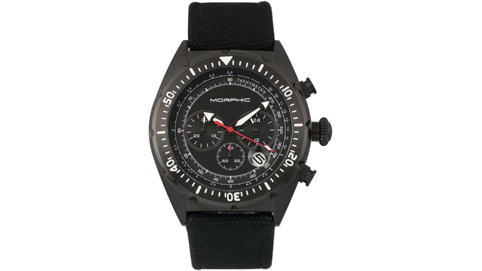 Morphic M53 Series Chronograph Fiber-Weaved Leather-Band Watch w/Date, Black, One Size, MPH5305