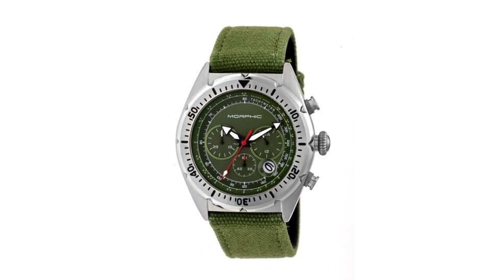 Morphic Mens M53 Series Leather-Band Watch, Olive MPH5302
