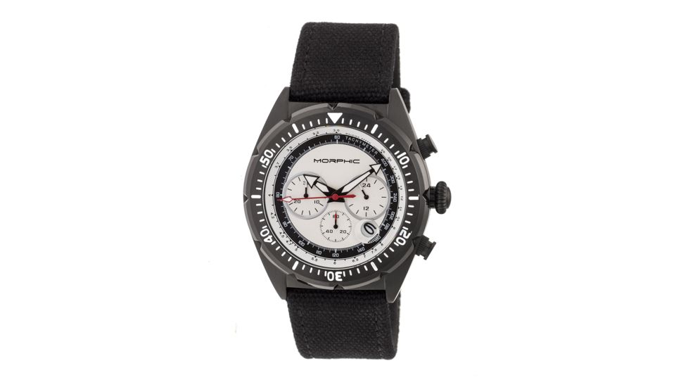 Morphic Mens M53 Series Leather-Band Watch, Silver/Black MPH5304