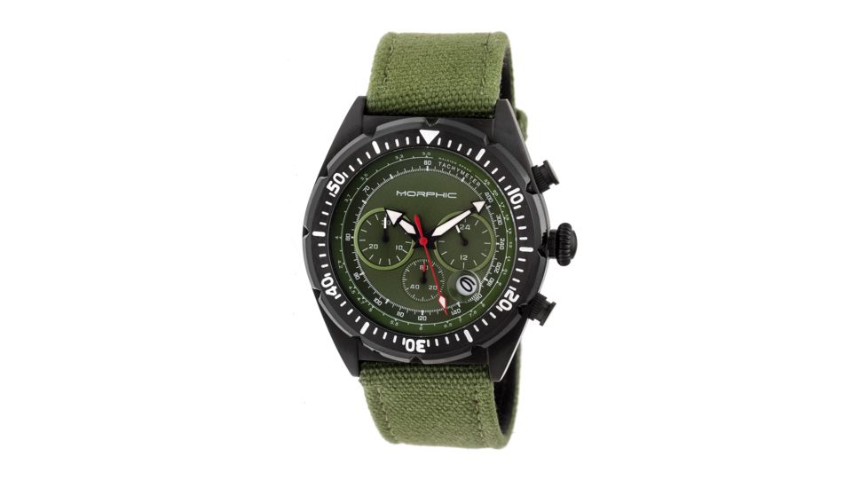Morphic Mens M53 Series Leather-Band Watch, Olive MPH5306