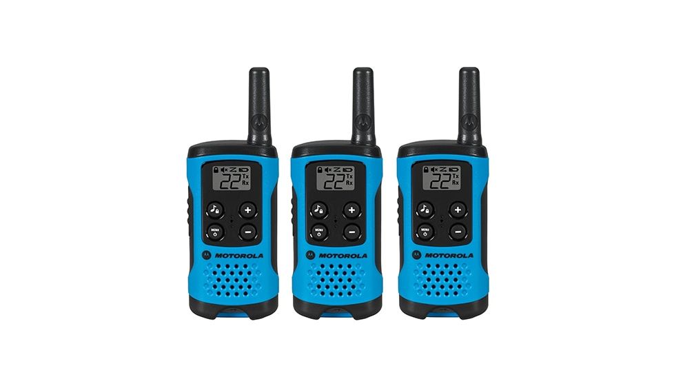 Motorola T100P Alkaline 2 Way Radio, Pack of 3, Neon Blue, T100TP