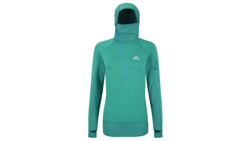 Mountain Equipment Eclipse Hooded Zip Tee - Womens-Emerald/Kingfisher-14