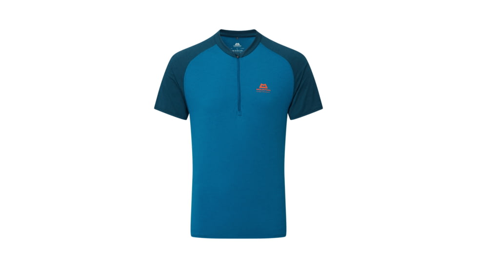 Mountain Equipment Nava Short Sleeve Zip T - Mens, Mykonos/Majolica, Large, 01680 Myk/MajL
