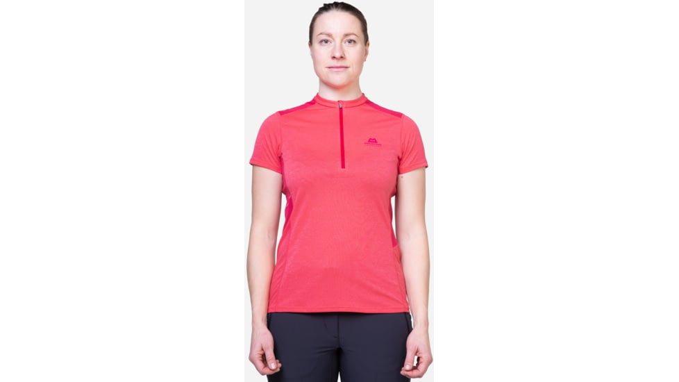 Mountain Equipment Nava Short Sleeve Zip T - Womens, Hibiscus/Capsicum, 14, ME-006653HC-14