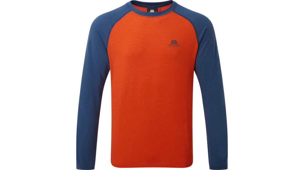 Mountain Equipment Redline Long Sleeve Tee - Mens, Paprika/Denim Blue, Extra Large, ME-004681-Me-01576-XL