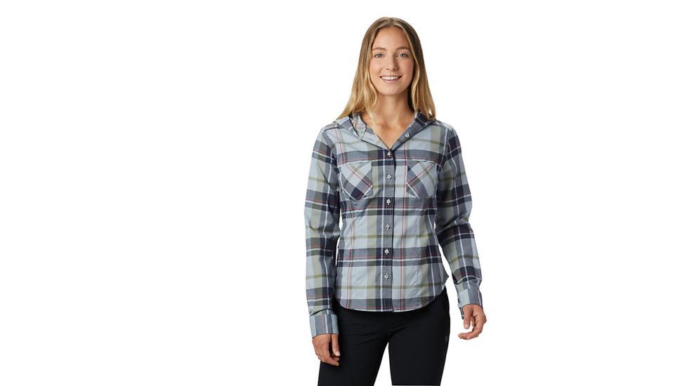 Mountain Hardwear Acadia Stretch Hooded Long Sleeve Shirt - Womens, Arctic Circle Bue, Medium, 1732901449-M