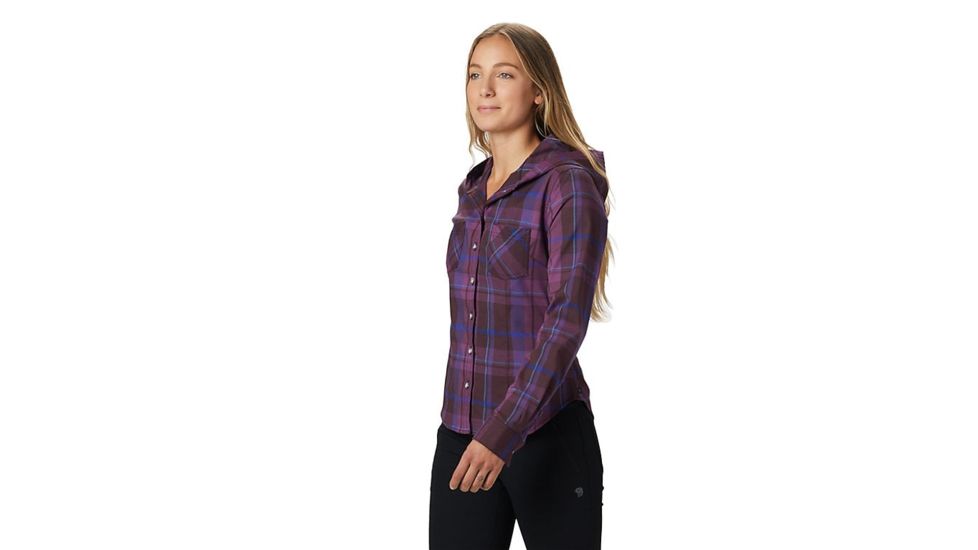 Mountain Hardwear Acadia Stretch Hooded Long Sleeve Shirt - Womens, Dark Tannin, Large, 1732901509-L