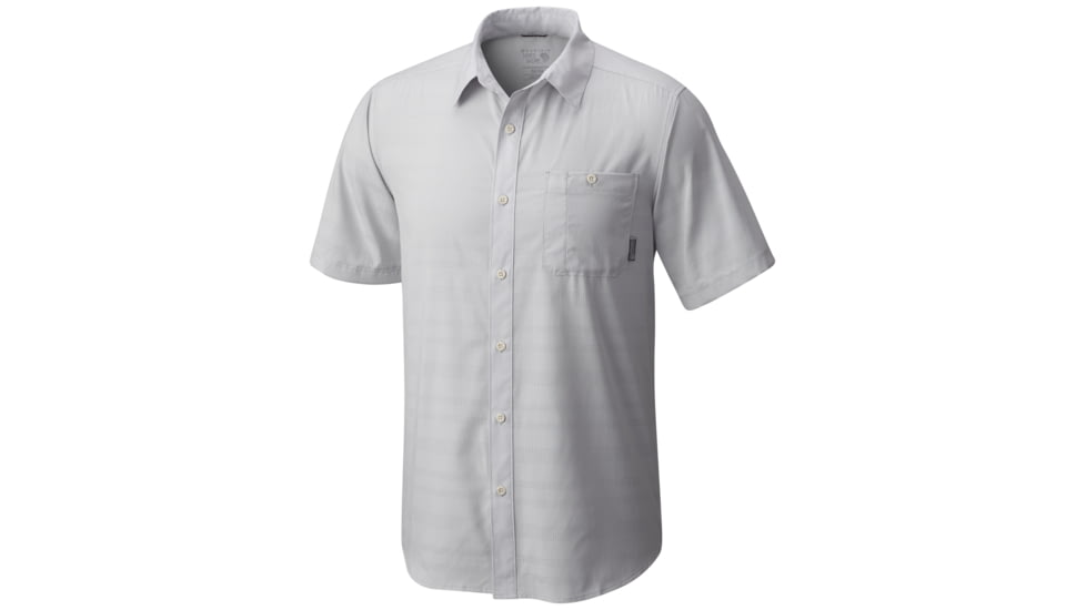 Mountain Hardwear Air Tech AC Stripe Short Sleeve Shirt-Grey Ice-X-Large