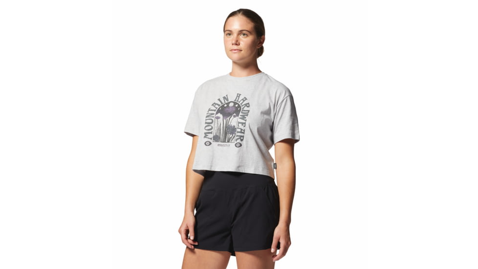 Mountain Hardwear Alpine Flowers Short Sleeve Tee - Womens, Hardwear Grey Heather, Small, 2025241057-H-S