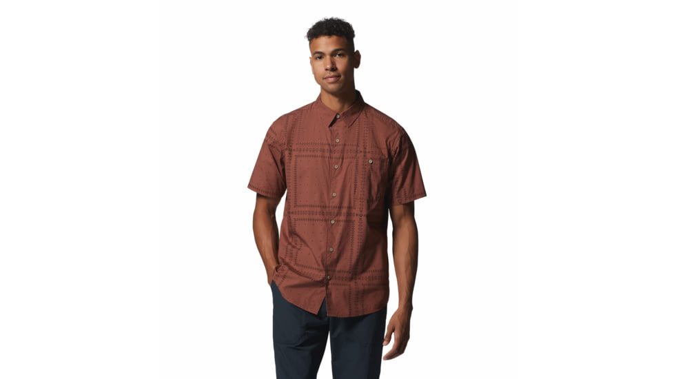 Mountain Hardwear Big Cottonwood Short Sleeve Shirt - Mens, Clay Earth Bandana Grid, Medium, 1829001645-Cd-M