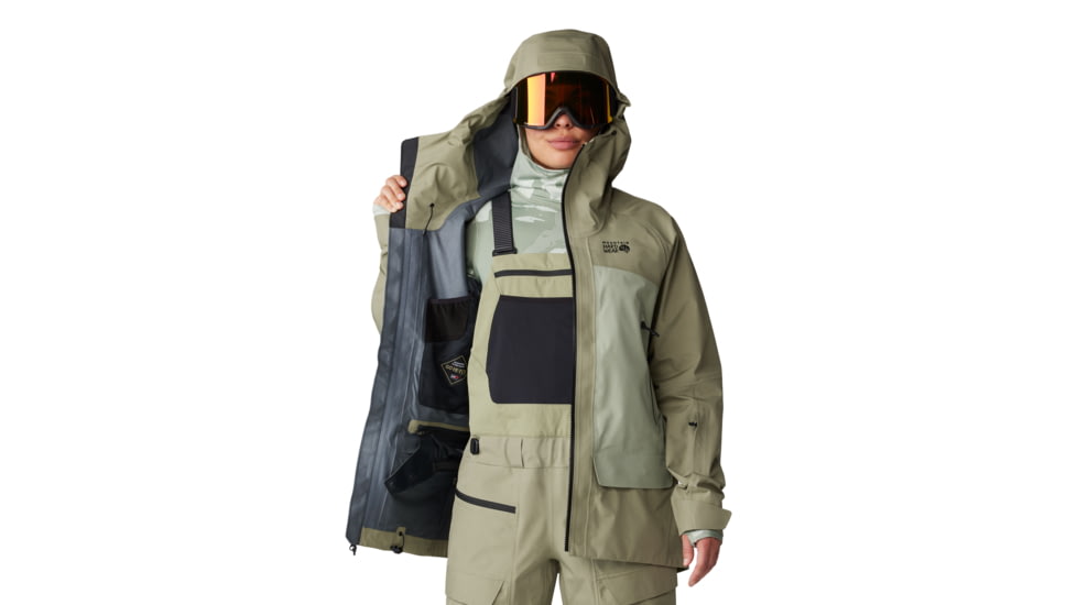 Mountain Hardwear Boundary Ridge Gore Tex Jacket - Womens, Mantis Green, White Sage, Large, 2043201361-L