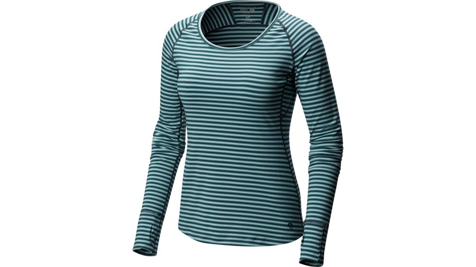 Mountain Hardwear Butterlicious Stripe Long Sleeve Crew, Blue Spruce, XL, 1700421310-XL