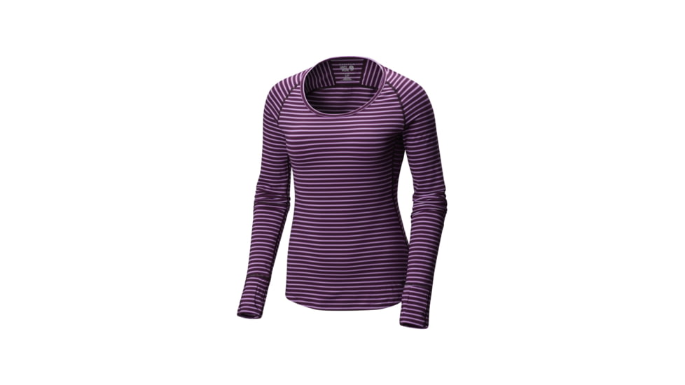 Mountain Hardwear Butterlicious Stripe Long Sleeve Crew, Cosmos Purple, XL, 1700421502-XL