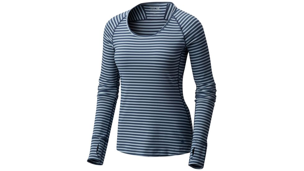Mountain Hardwear Butterlicious Stripe Long Sleeve Crew, Inkwell, M, 1700421419-M