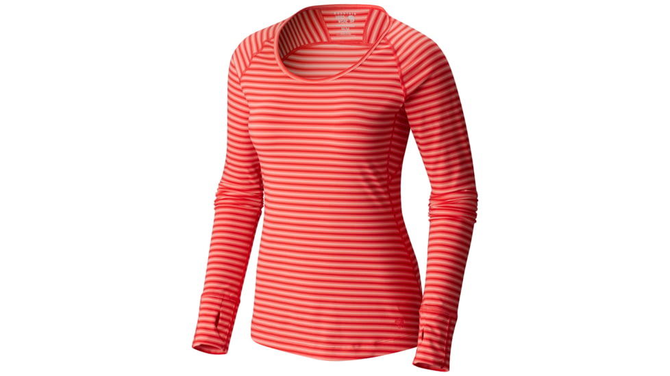 Mountain Hardwear Butterlicious Stripe Long-Sleeve Crew - Women's-Red Hibiscus-Large