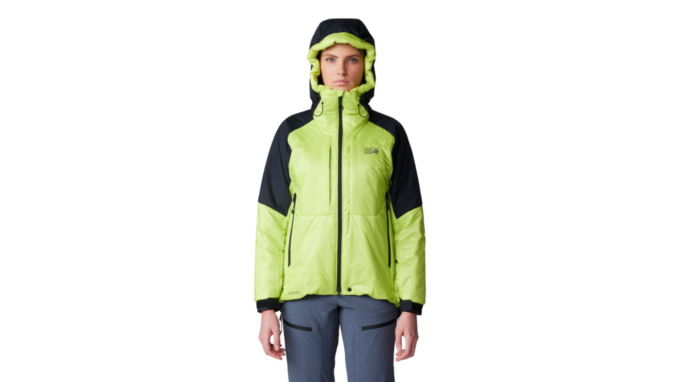 Mountain Hardwear Compressor Alpine Hooded Jacket - Women's, Citron Glow, Black, XSxR, 2092471-378-XL